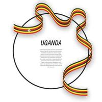 agitando nastro bandiera di Uganda su cerchio telaio. modello per indip vettore