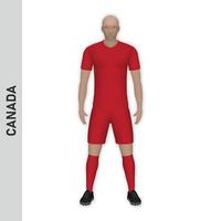 3d realistico calcio giocatore modello. Canada calcio squadra kit Temp vettore