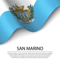 agitando bandiera di san Marino su bianca sfondo. bandiera o nastro vettore