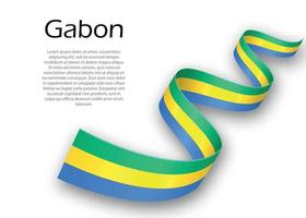 agitando nastro o bandiera con bandiera di Gabon. modello per indipendente vettore