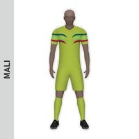 3d realistico calcio giocatore modello. mali calcio squadra kit templa vettore