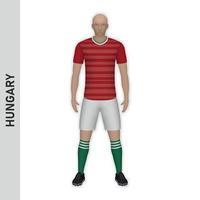 3d realistico calcio giocatore modello. Ungheria calcio squadra kit tem vettore