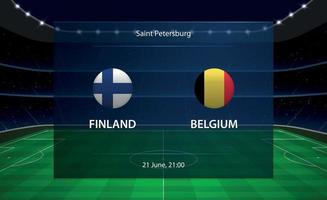 Finlandia vs Belgio calcio tabellone segnapunti. trasmissione grafico calcio vettore