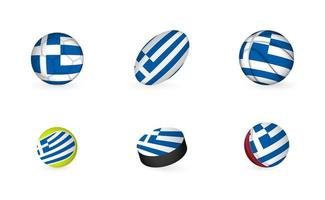 gli sport attrezzatura con bandiera di Grecia. gli sport icona impostare. vettore