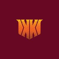 specchio lettera kk con giallo arancia effetto. logo per gioco, passatempo, militare o moda attività commerciale . e-sport lettera kk logo design concetto modello vettore