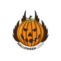 Halloween vettore badge logo o etichette zucca fantasma