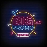 neon cartello grande promo con mattone parete sfondo vettore