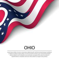 agitando bandiera di Ohio è un' stato di Stati Uniti d'America su bianca sfondo. vettore