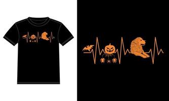 labrador cane da riporto zucca battito cardiaco ragno ragnatela divertente Halloween maglietta vettore