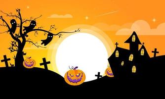carino sfondo per Halloween con fantasma e zucca elementi vettore