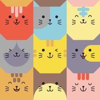 set di vari avatar di espressioni facciali di gatto. illustrazione vettoriale di testa di animale adorabile bambino carino. design semplice di emoticon di faccia di cartone animato animale sorridente felice. grafica e sfondi colorati.