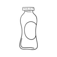 monocromatico Immagine, piccolo plastica bottiglia per latte, Yogurt, copia spazio, vettore illustrazione nel cartone animato stile su un' bianca sfondo