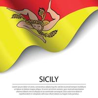agitando bandiera di sicilia è un' regione di Italia su bianca sfondo