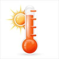 meteorologico termometri isolato su bianca sfondo. alto tempo metereologico concetto. rosso termometri con sole. vettore