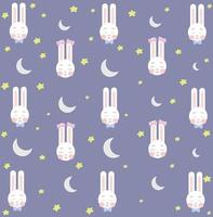 modello conigli dormire su il sfondo di il Luna e stelle vettore
