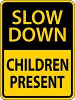 lento giù bambini presente cartello su bianca sfondo vettore