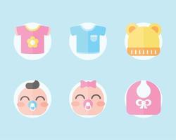 sei icone di baby shower vettore