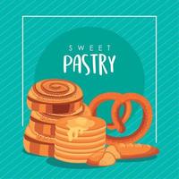 dolce Pasticcino lettering e Pancakes vettore