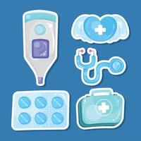 cinque icone della sanità medica vettore