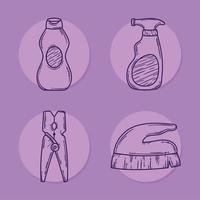 quattro icone del servizio di lavanderia vettore