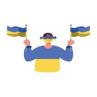 uomo agitando Ucraina bandiere vettore