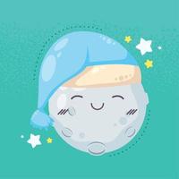Luna piena addormentato indossare cappello vettore