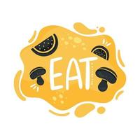 mangiare lettering con cibo vettore