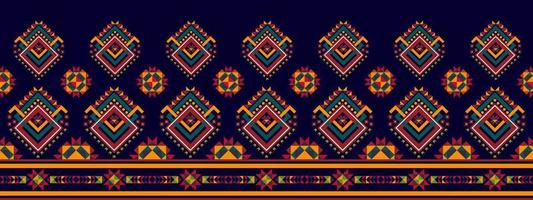 ikat etnico senza soluzione di continuità modello design. azteco tessuto tappeto boho mandala tessile arredamento sfondo. tribale nativo motivo fiore tradizionale ricamo vettore illustrato sfondo