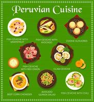 peruviano cucina ristorante pasti menù pagina vettore