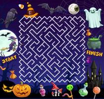 bambini Halloween labirinto labirinto gioco o enigma vettore