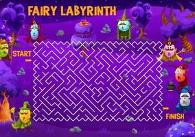 labirinto labirinto gioco con vitamina procedura guidata personaggi vettore