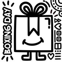 boxe giorno regalo scatola cartone animato scarabocchio carino mano disegnato vettore illustrazione piatto stile. adatto per portafortuna logo carattere.