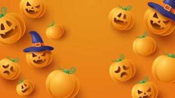 Halloween vendita bandiera con pauroso elemento sfondo. vettore 3d illustrazione