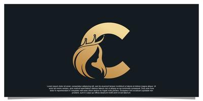monogramma logo design iniziale lettera c per attività commerciale con donne bellezza concetto premio vettore