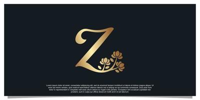 logo design lettera z con fiore unico concetto premio vettore