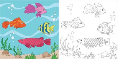 colorazione pesce per bambini attività vettore