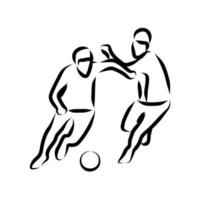 linea disegno di qualcuno giocando calcio vettore