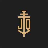 jq logo iniziale monogramma con pilastro icona disegno vettoriale