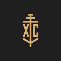 xc logo iniziale monogramma con pilastro icona disegno vettoriale