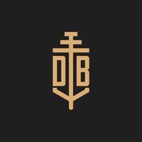 db logo iniziale monogramma con pilastro icona disegno vettoriale