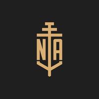 na logo iniziale monogramma con pilastro icona disegno vettoriale