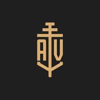 av logo iniziale monogramma con pilastro icona disegno vettoriale