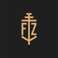 fz logo iniziale monogramma con pilastro icona disegno vettoriale