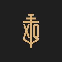 xq logo iniziale monogramma con pilastro icona disegno vettoriale