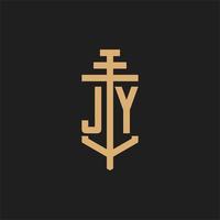 jy logo iniziale monogramma con pilastro icona disegno vettoriale