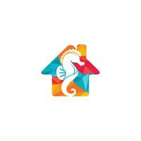 mare cavallo casa vettore logo design.