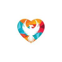 Fenice cuore logo design. migliore Fenice uccello logo design. vettore