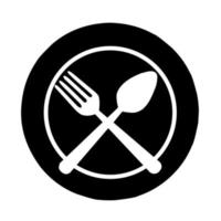 piatto, cucchiaio, forchetta icona vettore illustrazione