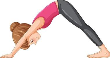 un' ragazza fare yoga cartone animato personaggio vettore