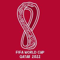 fifa mondo tazza Qatar cartone animato scarabocchio mano disegnato vettore illustrazione piatto stile. adatto per portafortuna logo.